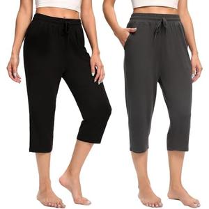 Women's Capri Yoga Pants Quick Dry High Waisted Hiking Lightweight Pants Drawstring Outdoor Pants for Women M