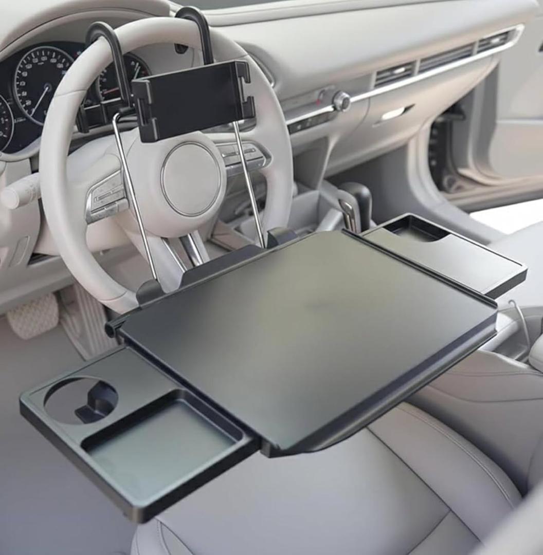 2-in-1 Car Steering Wheel Tray & Car Desk for Laptop with Phone Holder  Height Adjustable Steering Wheel Desk, Car Laptop Desk & Food Tray, Car Table Tray  Fits Cars, SUVs & Trucks