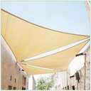 ColourTree 14' x 14' x 14' Beige Sun Shade Sail Triangle CTSLT14 - Canopy Mesh Fabric UV Block UPF50 - Commercial Heavy Duty - 190 GSM  2 Pack