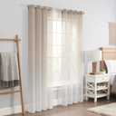 ECLIPSE Ines Printed Ombre Textured Light Filtering Grommet Window Curtains for Bedroom (2 Panels), 52 in x 84 in, Linen