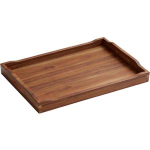 Acacia Wood Serving Tray with Handles, Rectangular Wooden Ottoman Tray for Coffee Table, Breakfast in Bed, Drinks, Kitchen Countertop and Home Decor