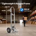 NORTHSKY 550 lbs Hand Truck Dolly with 10" Solid Rubber Wheels, Heavy Duty Aluminum Hand Cart Ergonomic Loop Handle, Utility Dolly with Beveled Nose Plate for Moving, Warehouse, Office