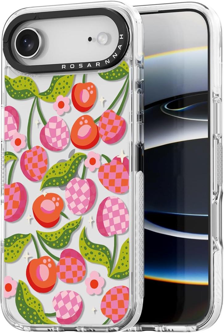 for iPhone Air Case Cute - Durable Shockproof 6.6 ft Drop Impact Phone Case - Funny Checkered Cherry Design for iPhone 17 Air (6.5") Clear