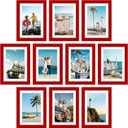 decorUhome 5x7 Picture Frame Set of 10, Display Photos 4x6 with Mat or 5x7 Unmatted for Picture Frames Collage Wall Decor, Red