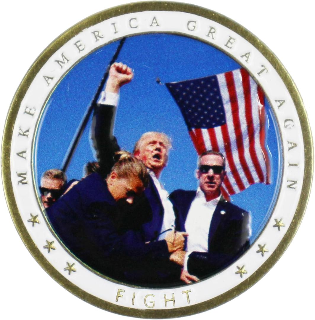 Trump Challenge Coins 2024 Trump CollectiblesTrump Fighting for America Gold CoinTrump CoinTrump Merchandise (White)