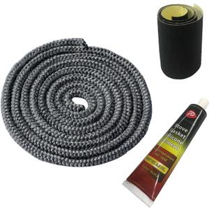 Protalwell Wood Stove Gasket, 5/16" Wood Stove Door Gasket Kit, High Temperture Resistant Gasket Rope Replacement for Stove or Fireplace Doors, Grey Color Fiberglass Gasket