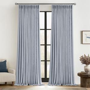 MIULEE Pinch Pleated Thick Linen Curtains 108 Inches Long 2 Panels for Living Room Bedroom, Linen Textured Drapes Pinch Pleat Back Tab Semi Sheer Privacy Neutral Ivory Cream Foor to Ceiling Curtains