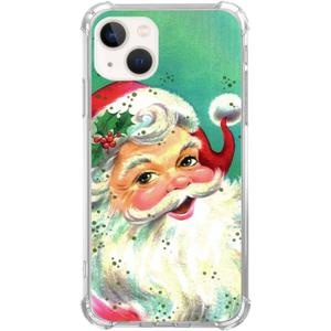 Retro Vintage Christmas Santa Claus Case for iPhone 15, Cute Cartoon Kawaii Winter Christmas Santa Cover for Girls Boys Women Men, Unique Trendy TPU Bumper Cover Case for iPhone 15