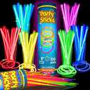 PartySticks Ultra Bright Glow Sticks Bulk Party Supplies 100 Pack - 8" Glow in the Dark Light Up Halloween Party Favors, Glow Decorations, Neon Party Necklaces and Bracelets with Connectors