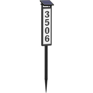 Eyrosa Solar Illuminated LED Lighted Address Sign, House Numbers for Outside Yard Home, Numbers Plaque Outdoor Waterproof, Black