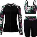 Arolina Womens Rash Guard Long Sleeve Swim Shirts Swimsuit 2026 Bathing Suit with Womens Swim Shorts & Two Pockets XL