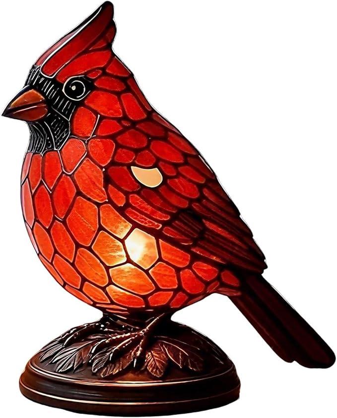 Pcmursal Cardinal Lamp, Red Cardinal Lamp, Resin Birds Night Light, Red Resin Birds Desk Light for Bedroom Living Room, Office