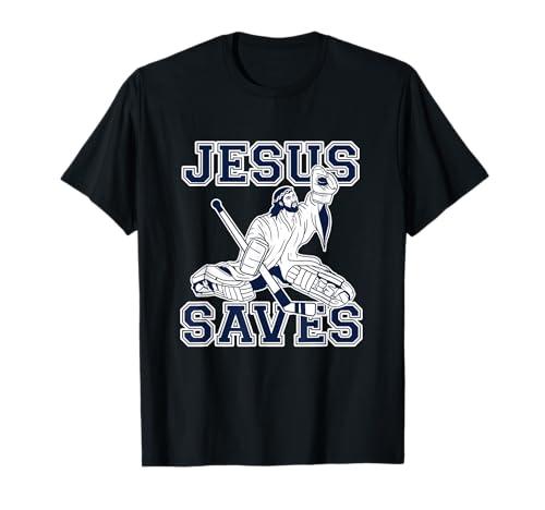 Funny Hockey Shirt - Jesus Saves Shirt - Goalie Shirt T-Shirt Kids 10 black