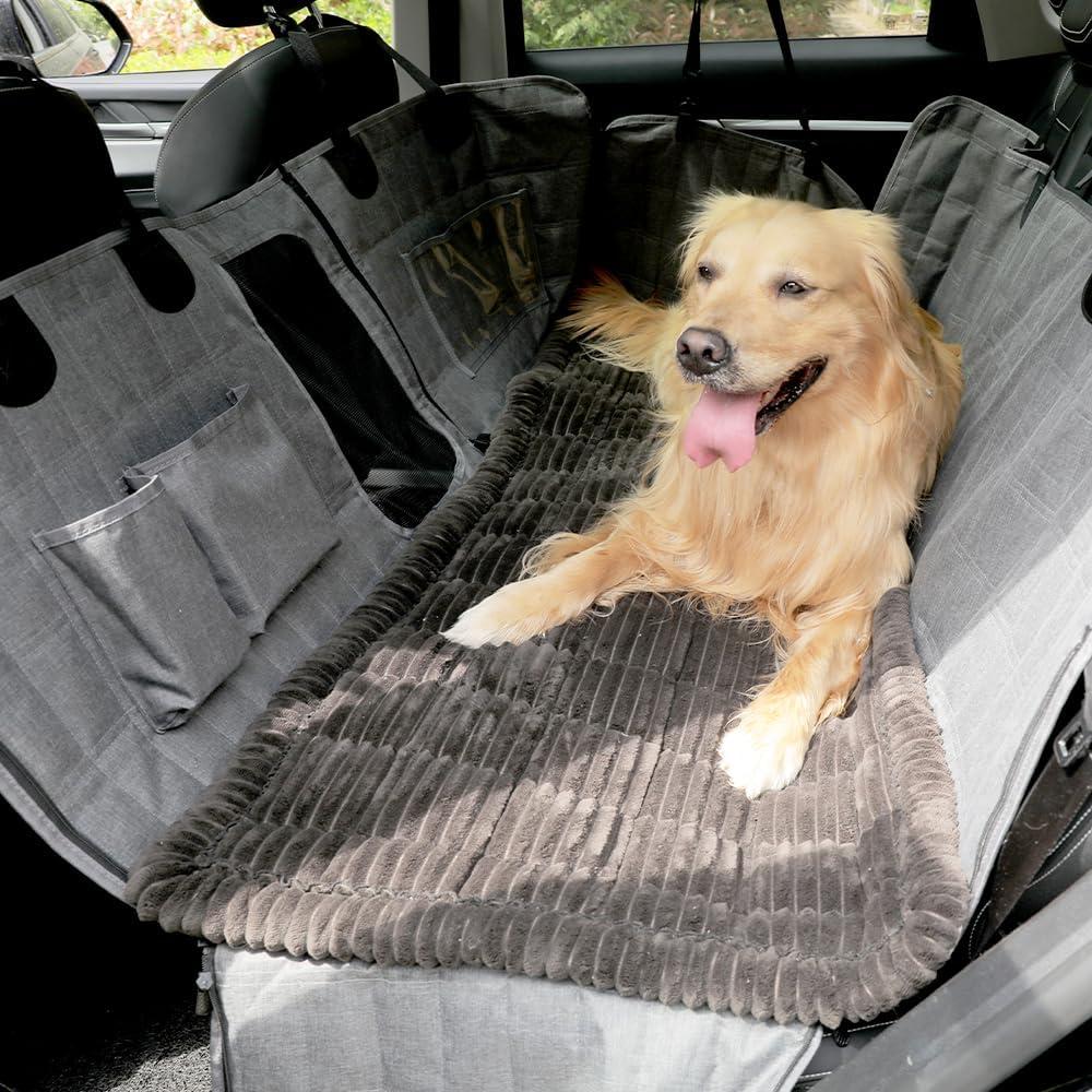 Dog Car Seat Cover for Back Seat, Dog Bed for Car, Fit for Backseat Extenders, Car Seat Protector, Nonslip Soft Durable for Cars Trucks and SUVs (Black, 24.8" x 54")