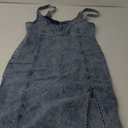 Women's Denim Dress Sleeveless Side Slit Bodycon Midi Jean Scoop Neck Dresses (Extra Large, Blue)