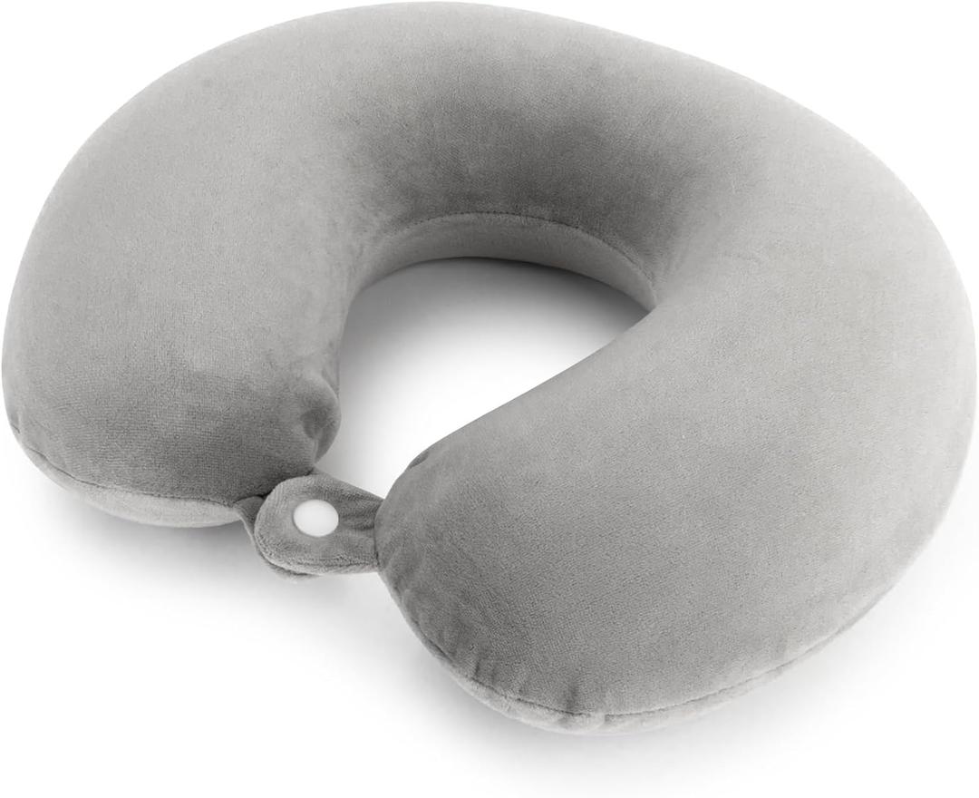 Neck Pillow Airplane - Memory Foam Travel Pillow for Head and Neck Support Suitable for Sleeping Airplane,Traveling,Self-Driving Cars,Home,Office,Soft Washable Cover(Grey)