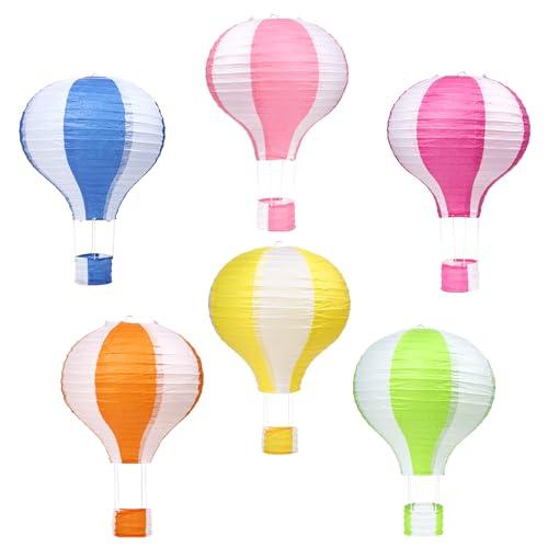 LIHAO Hot Air Balloon Decorations Paper Lanterns, Hanging Chinese Japanese Paper Lanterns for Wedding Birthday Anniversary Christmas Engagement Baby Shower Party Favors, Set of 2