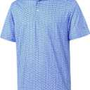 Golf Shirts for Men Dry Fit Short Sleeve Print Performance Moisture Wicking Polo Shirt (XX-Large, Bluejay Navy Dogs)