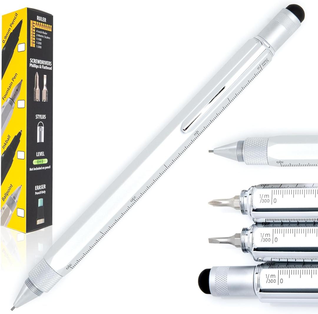Monteverde USA 9-in-1 Tool Mechanical Pencil in Silver  Multifunctional Pencil with Stylus, Screwdrivers, Ruler, and Eraser  Exclusive Collection Great Gift for DIY Enthusiasts