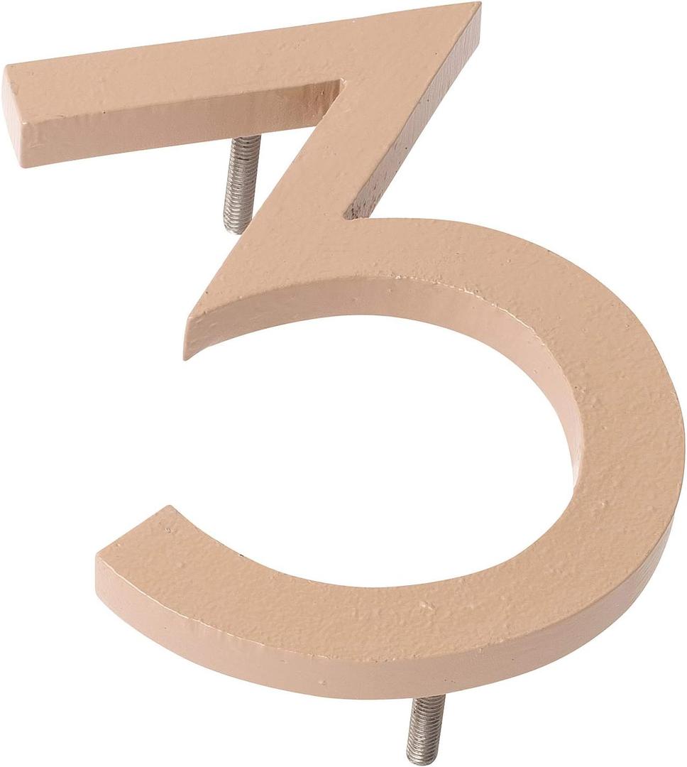Montague Metal Products MHN-04-F-TE1-3 Solid Brushed Aluminum Modern Floating Address House Numbers, 4", Powder Coated Taupe