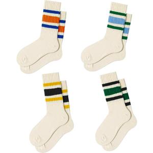 Fun Novelty Retro Striped Crew Socks For Women Sporty Calf Casual Cotton Tube Socks Women (4pack-e Multicolor)