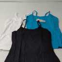 ATTRACO Women 3 Pack Cotton Camisoles wtih Shelf Bra Adjustable Spaghetti Strap Tank Tops (Small, #3 White/Black/Turquoise)