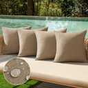 MIULEE Pack of 4 Decorative Outdoor Throw Pillow Covers Linen Waterproof Pillow Covers Farmhouse Cushion Cases for Patio Garden Tent Balcony Couch Sofa 16x16 inch Khaki