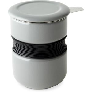 FORLIFE Curve Asian Style Tea Cup with Infuser and Lid 12 ounces, Gray