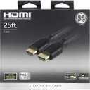 GE 25ft 4K HDMI 2.0 Cable with Ethernet, Gold-Plated Connectors, Black, 48723, New