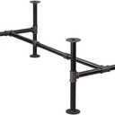 MUZIK Industrial Pipe Table Legs Set - Dark Grey Rough Pipes Iron Base Legs for Coffee & End Tables, Desks, Nightstand - Vintage, Mid-Century Modern Aesthetic - 16 inch