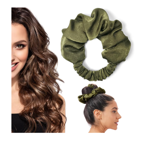 BLINKEEN Heatless Curling Scrunchie, Heatless Hair Curler to Sleep In, No Heat Curls for Long Hair, Soft Sleep Hair Roller (Olive green)