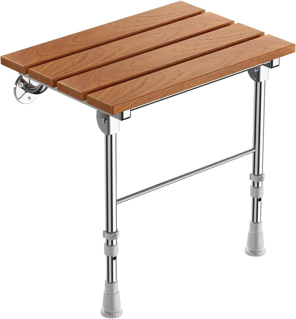 Folding Shower Seat Wall Mounted, Teak Wood
