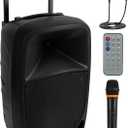Pyle PSBT105A - 1000W Portable Bluetooth PA Speaker, 10'' Subwoofer, UHF Wireless Mic, MP3/USB/SD, Rechargeable Battery, LED Battery Indicator Lights, Black