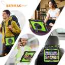 SEYMAC stock Case for iPad Pro 13-inch M5-M4 2025-2024, Shockproof Heavy Duty Case with Screen Protector, Pencil Holder, Rotating Stand, Hand Strap, Shoulder Strap, Green