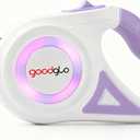 16ft Retractable Dog Leash with LED Light, Nylon Tape Lead for Medium Dogs Up to 60lbs, One-Hand Brake (Purple)