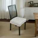 Pro Fit Dining Chair Seat Covers (Off-White, Set of 2)  Embossed Stretch Slip Covers with Rear Flap and Raised Jacquard Design, Elastic Seat Protectors, Machine Washable for Kitchen Chairs