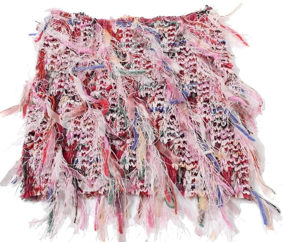 Women's Tassel Fringe Trim Skirt Y2K High Waist Slim Fitted Hippie Skirt Summer Trendy Club Party Outfit L