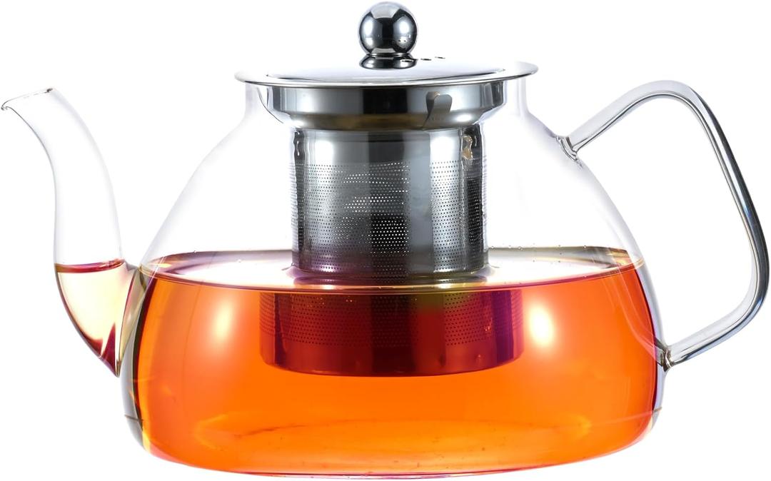 1200 ml/40 oz Glass Teapot with Infuser, Glass Tea Kettle StovetopTea Pot with Infusers for Loose Tea, Tea Maker Gift