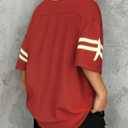 Oversized Jersey Shirts for Women Shirts Y2K Number Graphic Jerseys V Neck Cute Streetwear Tee Tops (Red, XL)
