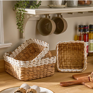 Set of 3 Water Hyacinth Home Decor Indoor Storage Baskets 