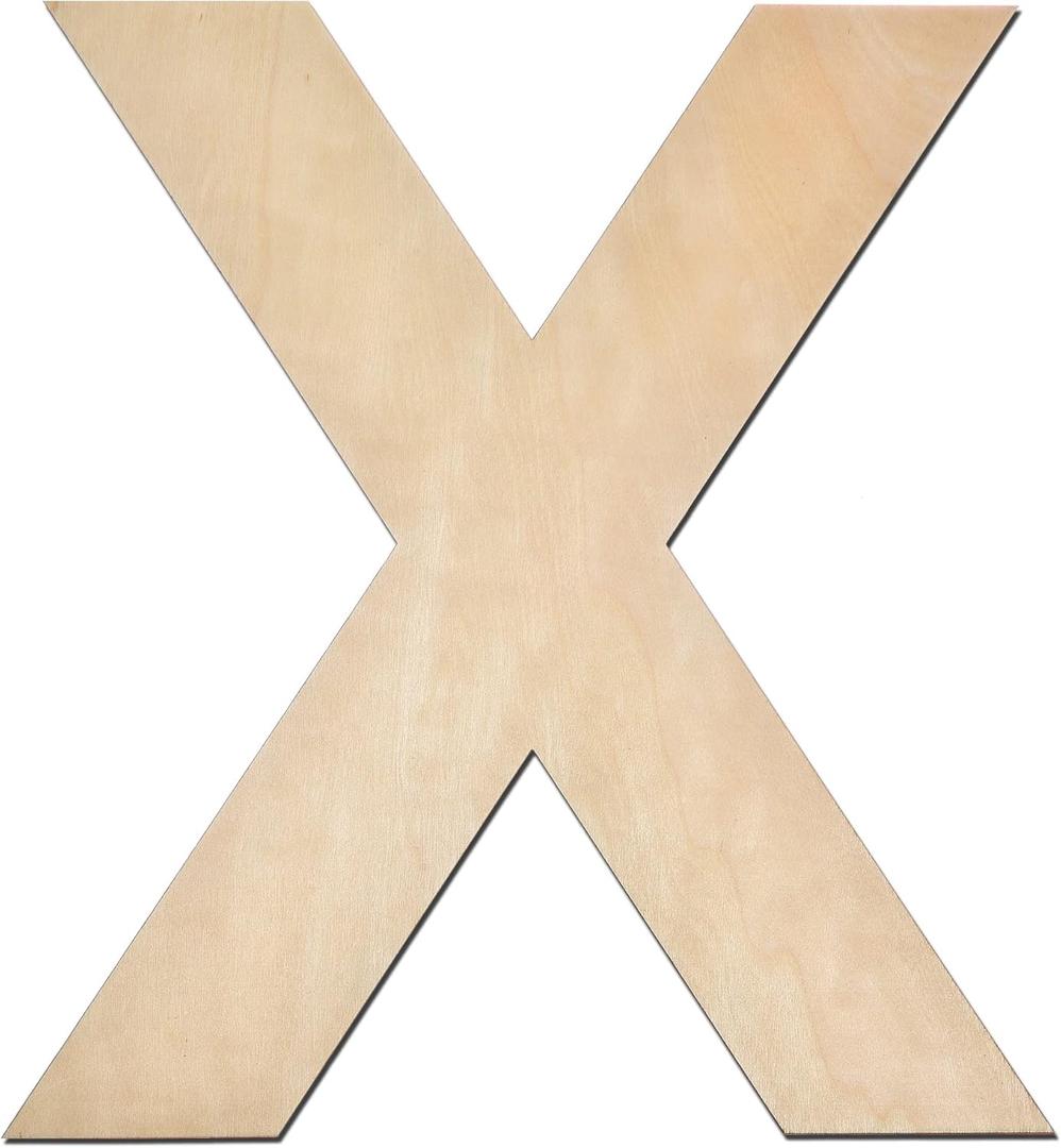 12 Inch Wooden Letter X, 1/4 Inch Thick Large Unfinished Wood Letter for Home Wall Decor, DIY Crafts