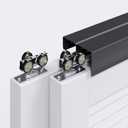 EaseLife 8FT/96in Bypass Double Sliding Pocket Door Hardware Kit, Aluminum, Black, Modern Style