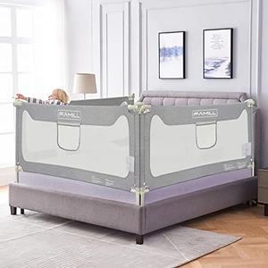 FAMILL Twin Bed Rails for Toddlers, Upgraded Baby Bed Rail Guard, Bed Safety Rails for Children, Toddler Bed Rails for Twin Bed,Bed Safety Rails for Children (Grey, 54", 1 Side)