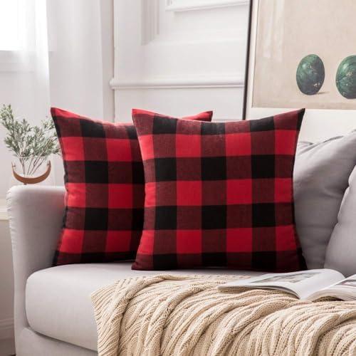 MIULEE Pack of 2 Classic Retro Checkers Plaids Polyester Linen Soft Soild Square Throw Pillow Covers Black and Red Home Decor Design Cushion Case for Sofa Bedroom Car 20 x 20 Inch 50 x 50 cm MIULEE Pack of 2 Classic Retro Checkers Plaids Polyester Linen Soft Soild Square Throw Pillow Covers Black and Red Home Decor Design Cushion Case for Sofa Bedroom Car 20 x 20 Inch 50 x 50 cm