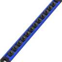 WORKPRO Magnetic Socket Organizer, 1/4-Inch Drive Aluminum Alloy Sockets Rail, Heavy Duty Sockets Holder, Socket Rack Kit 1/4-Inch x 12 Clips(Blue)