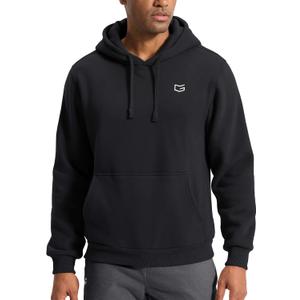 G Gradual Men's Fleece Hoodies Pullover Soft Warm Athletic Workout Gym Hooded Sweatshirt for Men with Pockets, Size Large (Black)