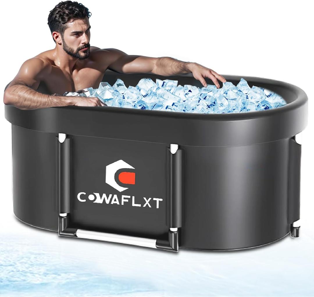 XL Ice Bath Tub,133 GAL Large Portable Cold Plunge Tub with Cover, Cold Water Therapy Recovery at Home Gyms Outdoor Use,Extra Ice Massage Balls Include,46"L x 22"W x 23"H