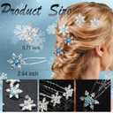 14Pcs Christmas Snowflake Hair Clips Rhinestone Blue White Decorative Bridal U-Shape Hair Pins Hair Accessories for Women Winter Holiday Wedding Party Xmas Hair Barrettes