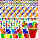 120 Pcs Kids Summer Beach Party Favors Sets- Includes 18 Inflatable Beach Balls Bulk, 18 Sand Bucket and 18 Shovels Set, 24 Neon Sunglasses Bulk, 24 Water Guns,18 Water Balls, Pool Party Gift Supplies