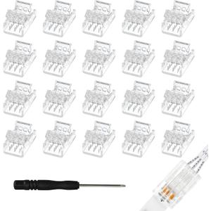 20Pcs 3 Pin 10mm LED Strip Connectors Gapless Solderless Strip to Wire Connector for 10mm IP20/IP65 SMD 5050 Dream Color LED Strip Light WS2811 WS2812B